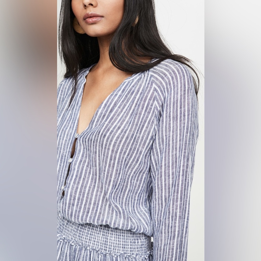 Rails Jasmine Tibet Stripe Navy And White Linen D… - image 1